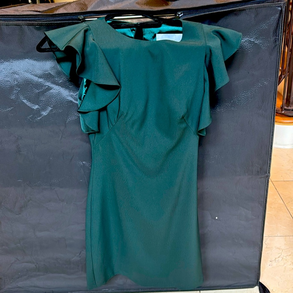Love by Theia Green Ruffle Sleeve Dress - Size 0